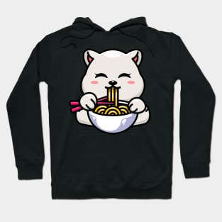 Cute polar bear eating ramen with chopstick cartoon Hoodie